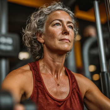 Група пожилих людей займається йогою